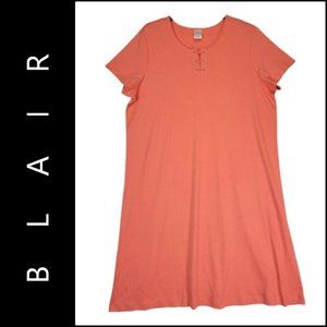 Blair Woman Short Sleeve Trapeze Dress Stretch Size 2XL Coral